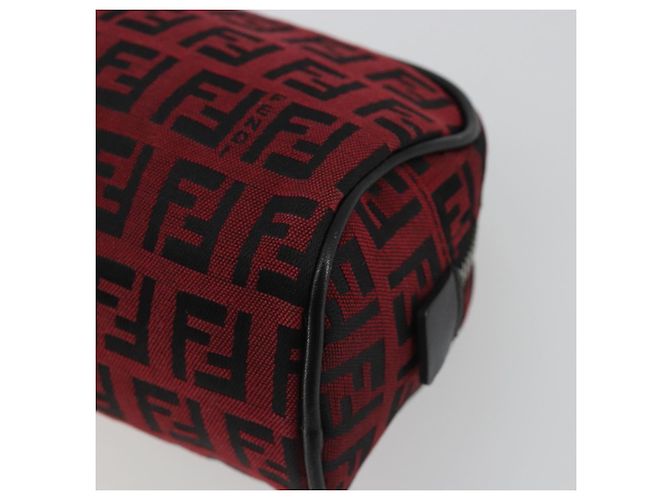 Pochette FENDI Zucchino Canvas Rosso Argento Auth 189615A - vista 7