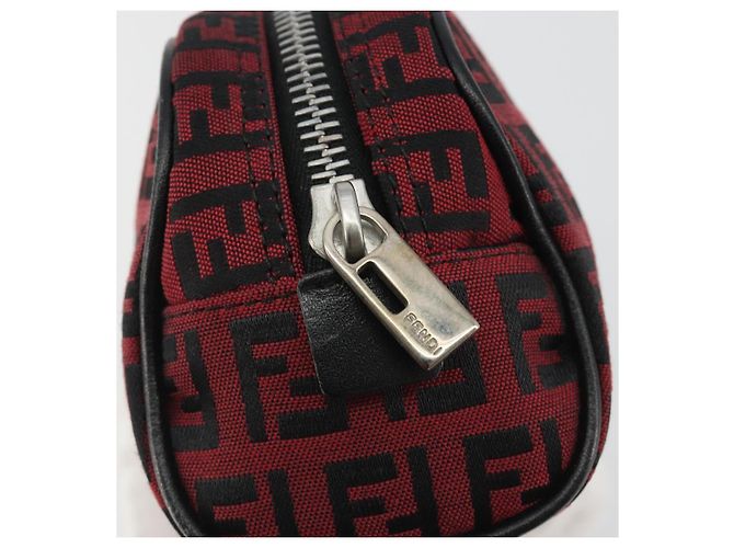 Pochette FENDI Zucchino Canvas Rosso Argento Auth 189615A - vista 8