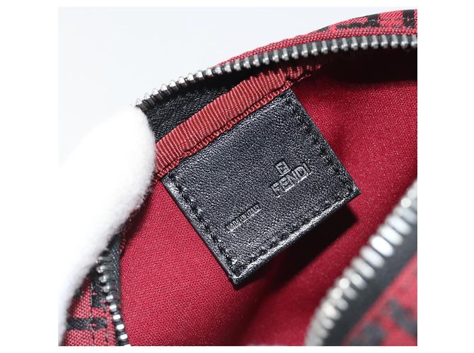 Pochette FENDI Zucchino Canvas Rosso Argento Auth 189615A - vista 9