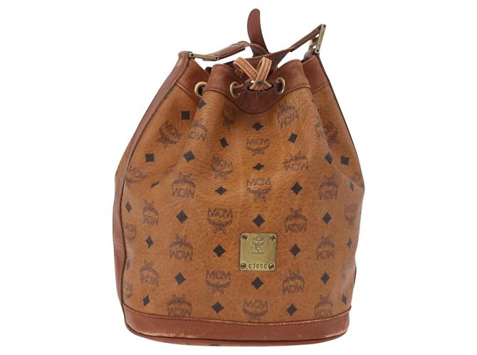 Borsa a Spalla MCM Vicetos Logogram PVC Marrone Oro Auth 190567 D'oro - vista 13