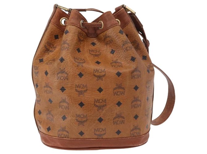 Borsa a Spalla MCM Vicetos Logogram PVC Marrone Oro Auth 190567 D'oro - vista 2
