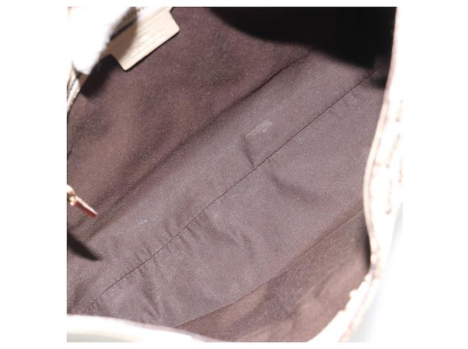 Borsa a Spalla GUCCI GG Canvas Horsebit Beige 137388 Auth 189146V D'oro - vista 10