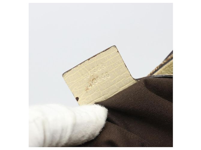 Borsa a Spalla GUCCI GG Canvas Horsebit Beige 137388 Auth 189146V D'oro - vista 11