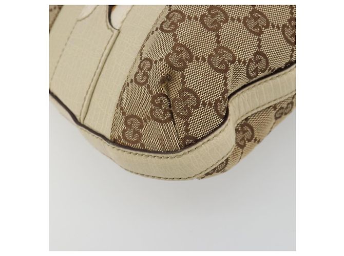 Borsa a Spalla GUCCI GG Canvas Horsebit Beige 137388 Auth 189146V D'oro - vista 14