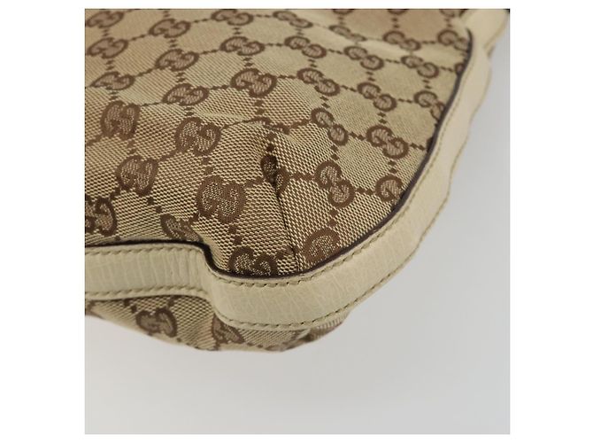 Borsa a Spalla GUCCI GG Canvas Horsebit Beige 137388 Auth 189146V D'oro - vista 15