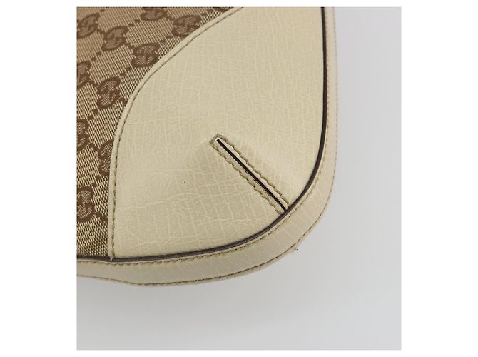 Borsa a Spalla GUCCI GG Canvas Horsebit Beige 137388 Auth 189146V D'oro - vista 16