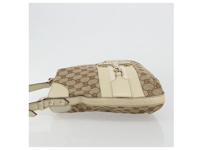 Borsa a Spalla GUCCI GG Canvas Horsebit Beige 137388 Auth 189146V D'oro - vista 4