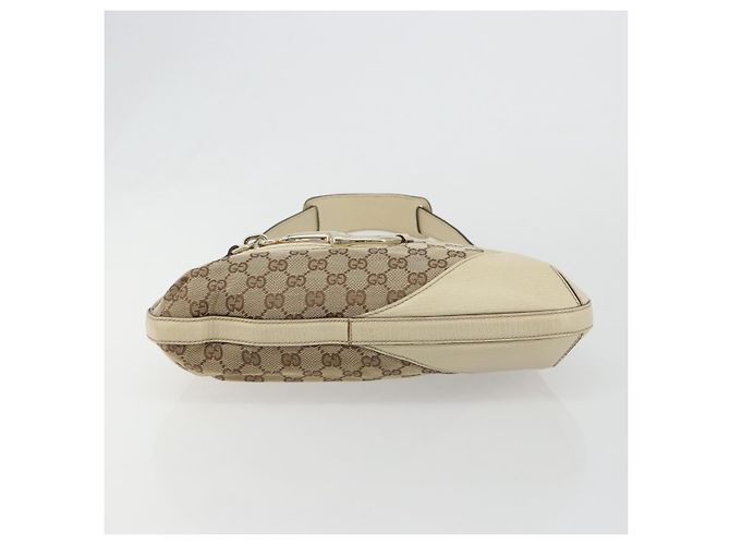 Borsa a Spalla GUCCI GG Canvas Horsebit Beige 137388 Auth 189146V D'oro - vista 5