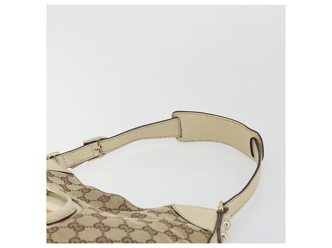 Borsa a Spalla GUCCI GG Canvas Horsebit Beige 137388 Auth 189146V D'oro - vista 8