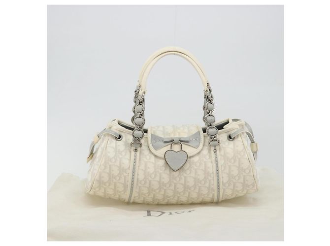 Christian Dior Trotter Canvas Romantic Kettenbeutel PVC Weiß Silber Authentisch 190241SAM - Ansicht 12
