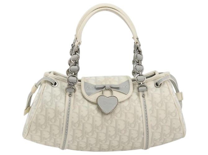 Christian Dior Trotter Canvas Romantic Kettenbeutel PVC Weiß Silber Authentisch 190241SAM - Ansicht 13