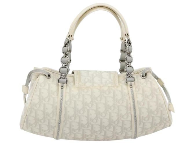 Christian Dior Trotter Canvas Romantic Kettenbeutel PVC Weiß Silber Authentisch 190241SAM - Ansicht 2