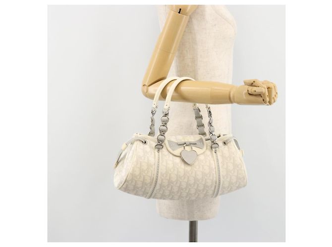 Christian Dior Trotter Canvas Romantic Kettenbeutel PVC Weiß Silber Authentisch 190241SAM - Ansicht 27