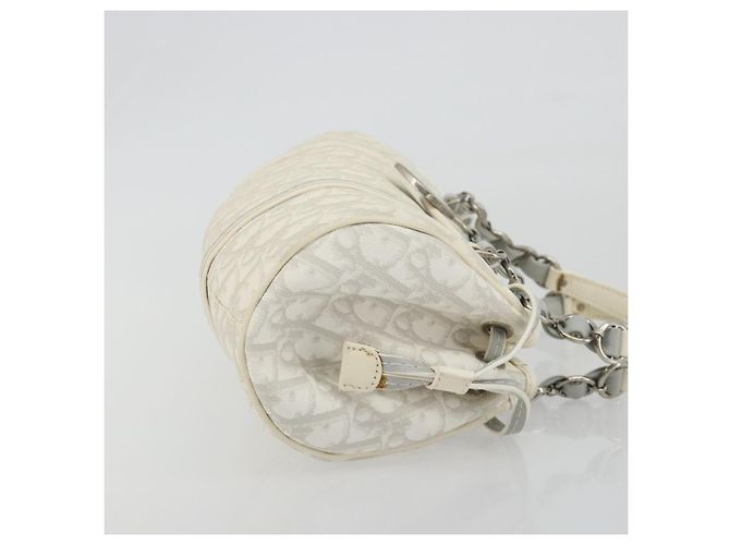 Christian Dior Trotter Canvas Romantic Kettenbeutel PVC Weiß Silber Authentisch 190241SAM - Ansicht 3