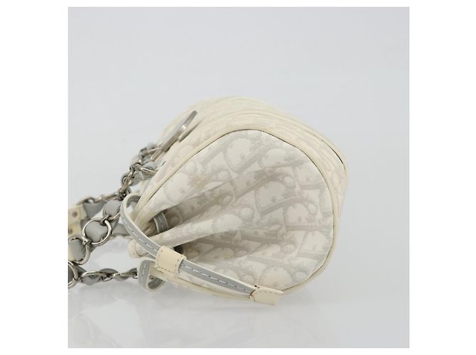 Christian Dior Trotter Canvas Romantic Kettenbeutel PVC Weiß Silber Authentisch 190241SAM - Ansicht 4