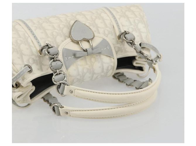Christian Dior Trotter Canvas Romantic Kettenbeutel PVC Weiß Silber Authentisch 190241SAM - Ansicht 8