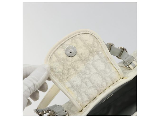 Christian Dior Trotter Canvas Romantic Kettenbeutel PVC Weiß Silber Authentisch 190241SAM - Ansicht 9