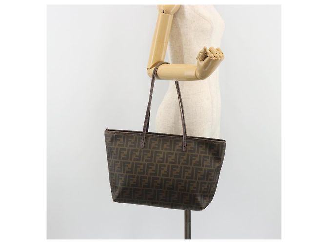 FENDI Zucca Canvas Tote Bag PVC Schwarz Braun Authentisch 187849 - Ansicht 23