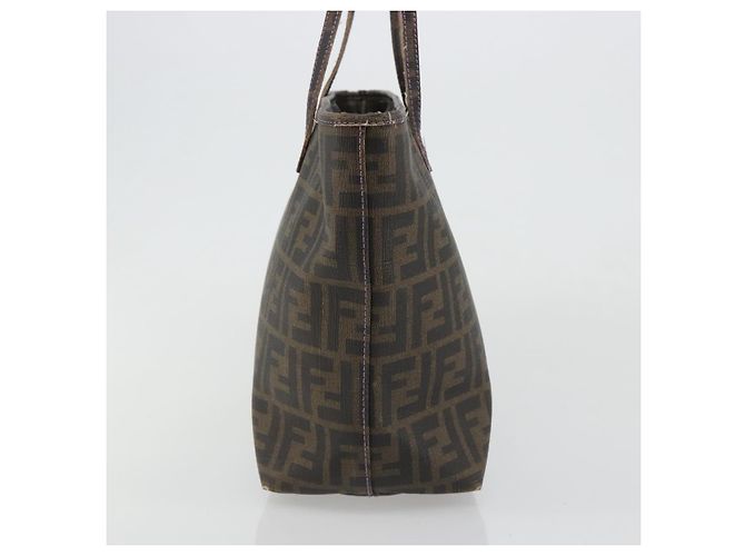 FENDI Zucca Canvas Tote Bag PVC Schwarz Braun Authentisch 187849 - Ansicht 3