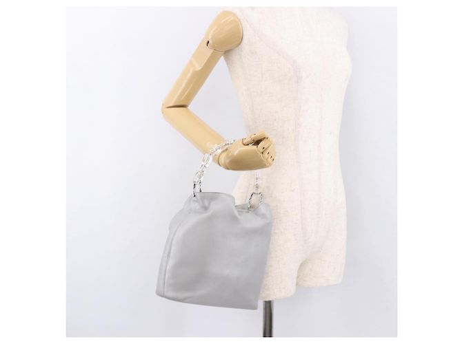 Borsa Christian Dior Maris Pearl in pelle argento Auth bs35918A - vista 22