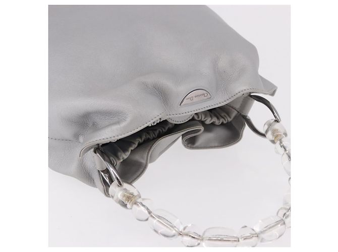 Borsa Christian Dior Maris Pearl in pelle argento Auth bs35918A - vista 7