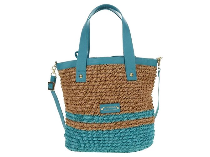 Borsa a mano BURBERRY Blue Label in Raffia 2way Blu Oro Auth 189264A D'oro - vista 13