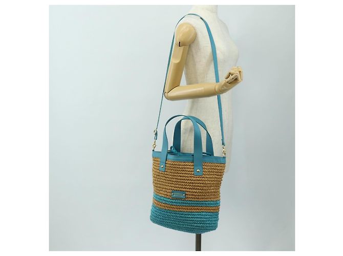 Borsa a mano BURBERRY Blue Label in Raffia 2way Blu Oro Auth 189264A D'oro - vista 14