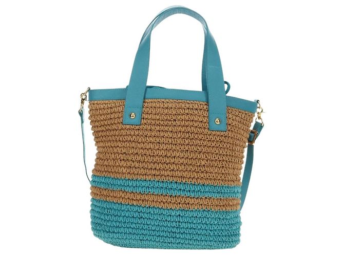 Borsa a mano BURBERRY Blue Label in Raffia 2way Blu Oro Auth 189264A D'oro - vista 2