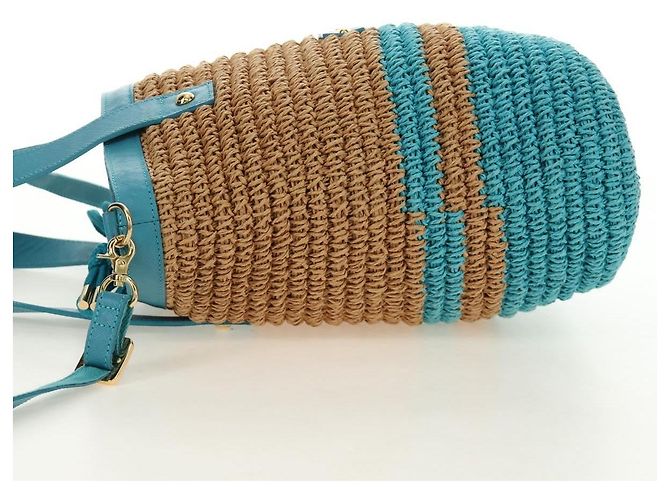 Borsa a mano BURBERRY Blue Label in Raffia 2way Blu Oro Auth 189264A D'oro - vista 3