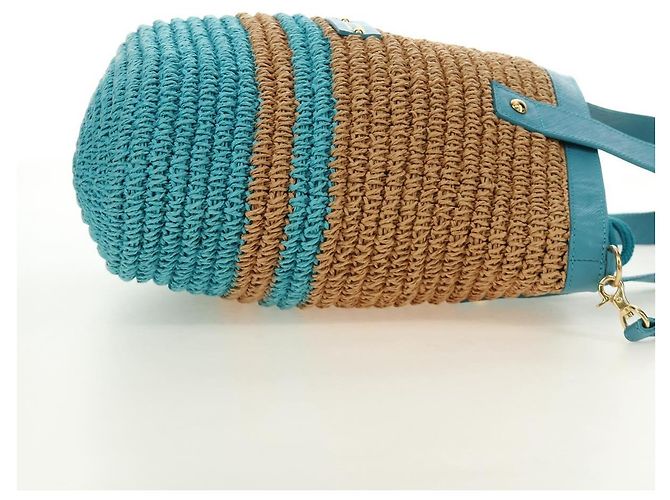 Borsa a mano BURBERRY Blue Label in Raffia 2way Blu Oro Auth 189264A D'oro - vista 4