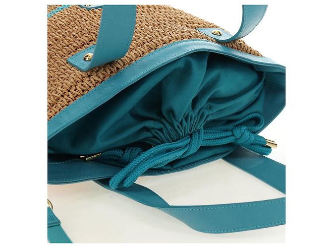 Borsa a mano BURBERRY Blue Label in Raffia 2way Blu Oro Auth 189264A D'oro - vista 5