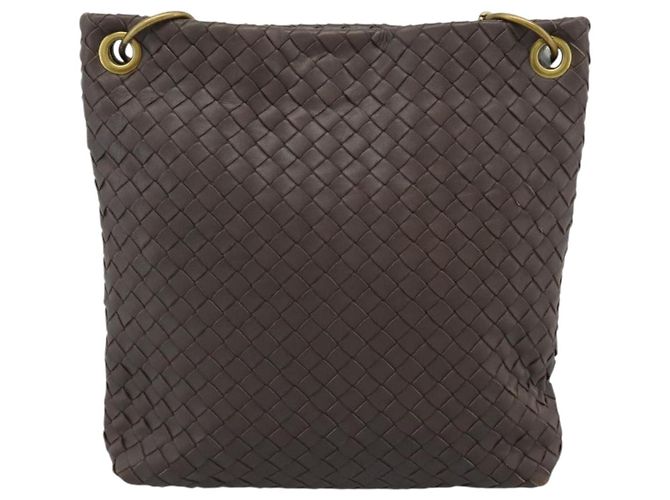 BORSA A SPALLA BOTTEGA VENETA INTRECCIATO Marrone Oro 179330 Auth 189814A D'oro - vista 13