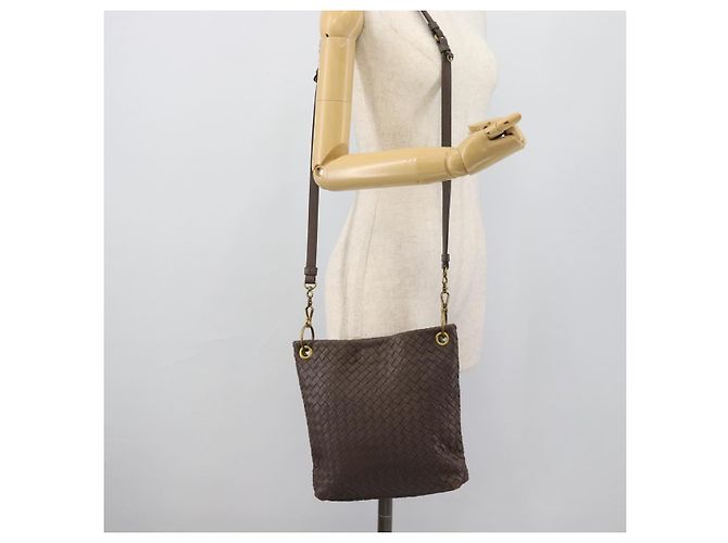 BORSA A SPALLA BOTTEGA VENETA INTRECCIATO Marrone Oro 179330 Auth 189814A D'oro - vista 21