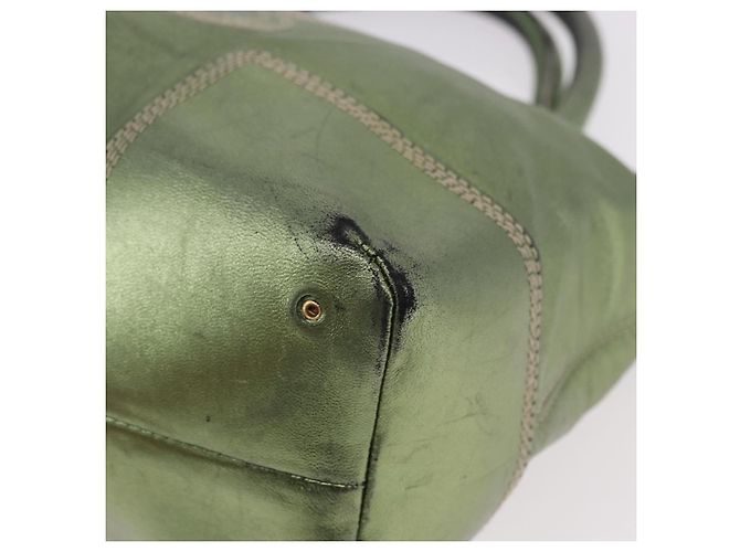 Borsa a mano LOEWE Anagram in pelle Verde Oro Auth bs35915 D'oro - vista 14