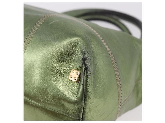 Borsa a mano LOEWE Anagram in pelle Verde Oro Auth bs35915 D'oro - vista 16