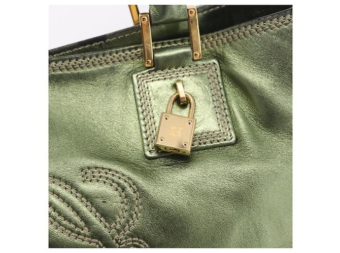 Borsa a mano LOEWE Anagram in pelle Verde Oro Auth bs35915 D'oro - vista 17