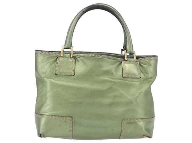 Borsa a mano LOEWE Anagram in pelle Verde Oro Auth bs35915 D'oro - vista 2