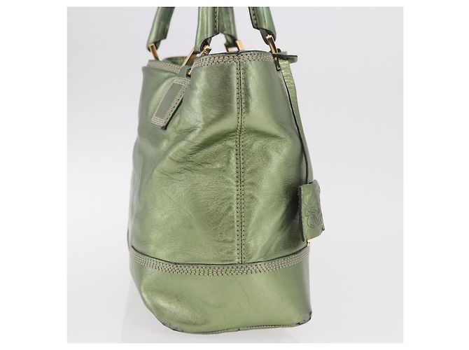 Borsa a mano LOEWE Anagram in pelle Verde Oro Auth bs35915 D'oro - vista 4