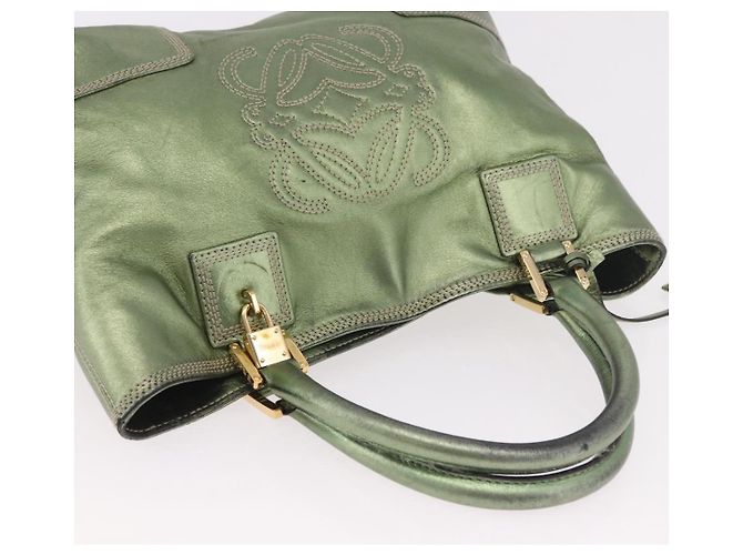 Borsa a mano LOEWE Anagram in pelle Verde Oro Auth bs35915 D'oro - vista 6