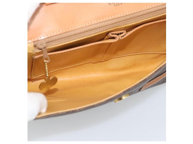 Céline Borsa a Spalla CELINE Macadam Canvas PVC Pelle Marrone Oro Auth 189934 D'oro - vista 11