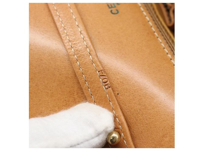 Céline Borsa a Spalla CELINE Macadam Canvas PVC Pelle Marrone Oro Auth 189934 D'oro - vista 12