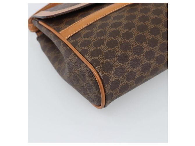Céline Borsa a Spalla CELINE Macadam Canvas PVC Pelle Marrone Oro Auth 189934 D'oro - vista 14