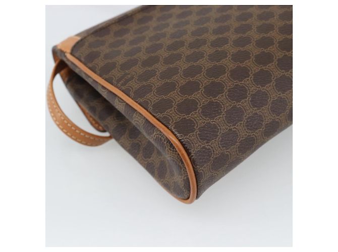 Céline Borsa a Spalla CELINE Macadam Canvas PVC Pelle Marrone Oro Auth 189934 D'oro - vista 16