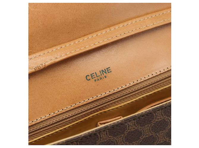 Céline Borsa a Spalla CELINE Macadam Canvas PVC Pelle Marrone Oro Auth 189934 D'oro - vista 17