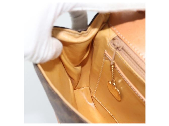 Céline Borsa a Spalla CELINE Macadam Canvas PVC Pelle Marrone Oro Auth 189934 D'oro - vista 19