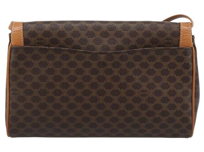 Céline Borsa a Spalla CELINE Macadam Canvas PVC Pelle Marrone Oro Auth 189934 D'oro - vista 2