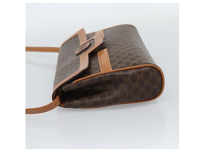 Céline Borsa a Spalla CELINE Macadam Canvas PVC Pelle Marrone Oro Auth 189934 D'oro - vista 3