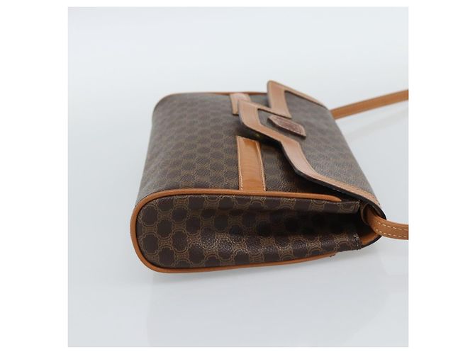 Céline Borsa a Spalla CELINE Macadam Canvas PVC Pelle Marrone Oro Auth 189934 D'oro - vista 4