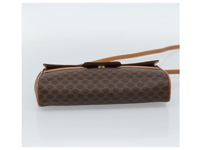 Céline Borsa a Spalla CELINE Macadam Canvas PVC Pelle Marrone Oro Auth 189934 D'oro - vista 5