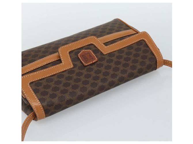 Céline Borsa a Spalla CELINE Macadam Canvas PVC Pelle Marrone Oro Auth 189934 D'oro - vista 6